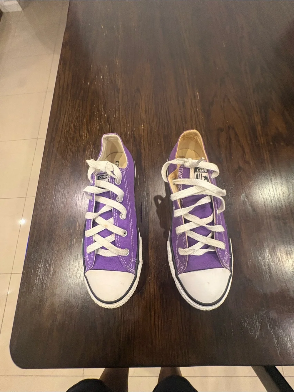 Converse Kids Purple and White Low-Top Canvas Sneakers